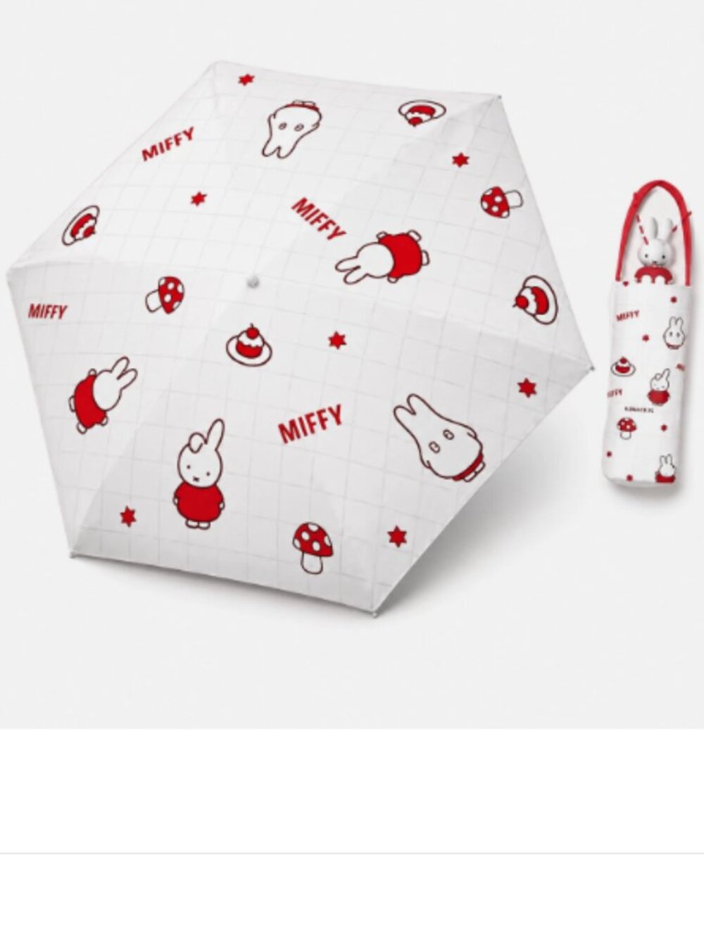 New Miffy Boris RED Folding Umbrella Sun Rain UV Water Repellent Long Mascot
